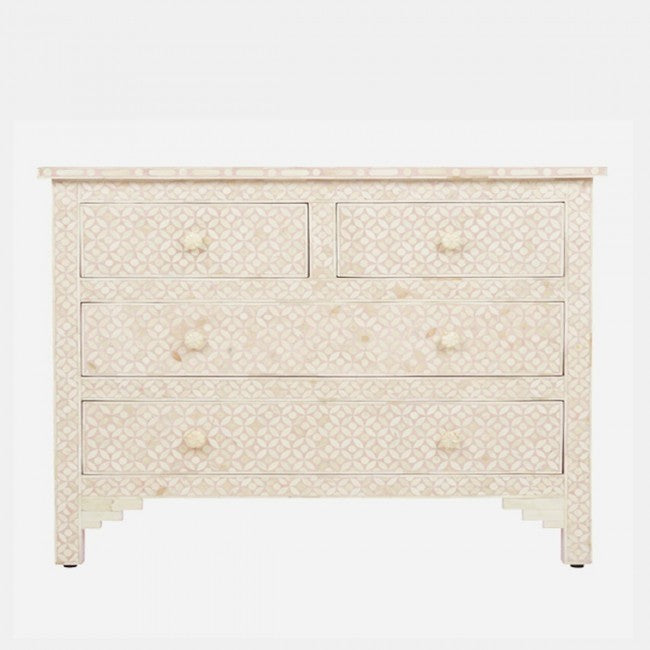 Maaya Bone Inlay Chest of Drawer sideboard White