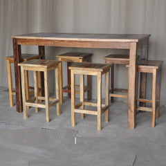 Corso Reclaimed & Mango Wood Bar Setting Set with Table and Stools Natural