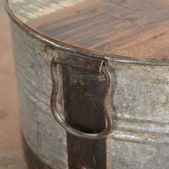 Vintage Reclaimed Wood Drum Coffee Table