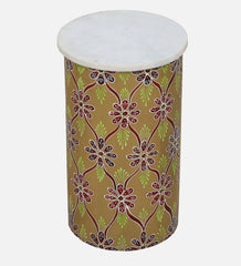 Shanti Surprise Solid Wood End Table In MultiColour With Marble Top