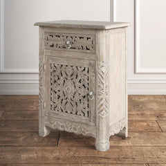 Indian Hand Carved  Solid Wood Bedside Table   07