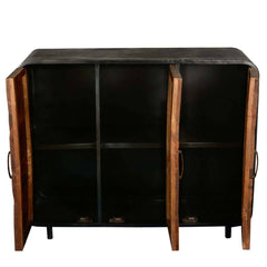 Miller Industrial Indian Reclaimed Wood 3 Door Buffet Sideboard