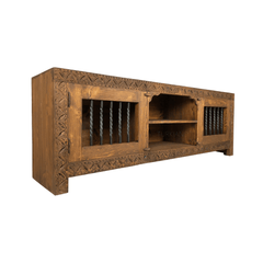 Indian Hand Carved Solid Wooden TV Unit 07