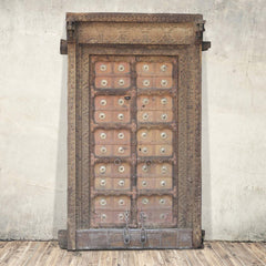 Indian Vintage Antique Handcrafted Wooden Brass Work Door 64