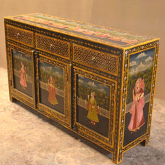 Mughal Hand Painted Wooden Sideboard