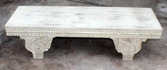 Indian Hand Carved Rustic Solid Wood Bench B19