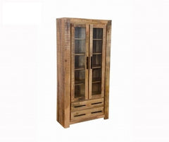 Avalon Indian Wooden DIisplay Cabinet  Zen  Rustic 100x40x200 CM