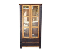 MADE TO ORDER Indian Lyon Wooden Large Cabinet With Glass Door 100x40x200 cm