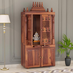 Handmade Home Decor Sheesham Wood Home Temple in Honey Finish