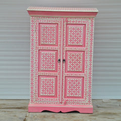 Bone Inlay Star Geometrical pattern Cabinet Pink