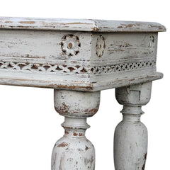 Indian Old Door Hall Table Rustic White And Brown