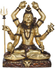 Indian Lord Shiva Mahamrityunjaya Brass Statue