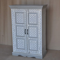 Bone Inlay Star Geometrical pattern Cabinet Grey