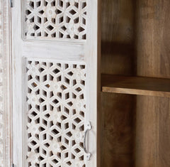 Kalah Indian Hand Carved Solid Wooden Cupboard Wardrobe D49