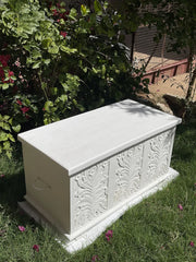 Indian Hand Carved Solid Wood Storage Blanket Box C44
