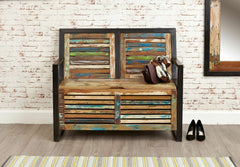 Aspen Reclaimed Wood Industrial Bench With Storage Shoe Rack