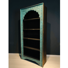 Mehrab Indian Hand Carved Solid Wood Bookshelf B1
