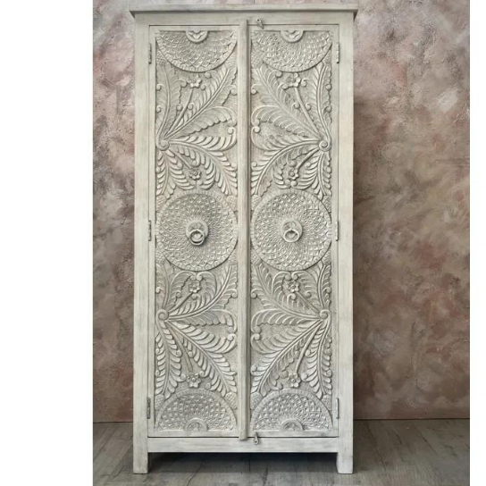 Hand Carved Solid Wooden Cupboard Wardrobe D129