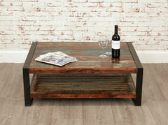 Aspen Reclaimed Wood Industrial 1 shelf slatted Coffee Table