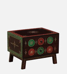 Shanti Surprise Hand Painted Solid Wood Bedside Table In MultiColour