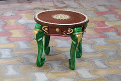 Indian Hand Carved Brass Work Solid Wood Coffee Table C136