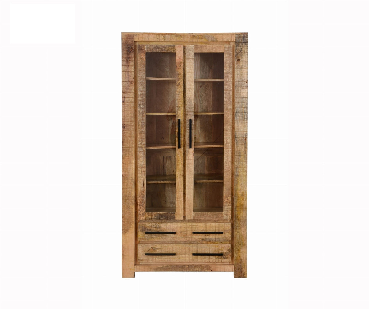 Avalon Indian Wooden DIisplay Cabinet  Zen  Rustic 100x40x200 CM