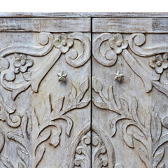 Carved Oasis Handmade Solid Mango Wood Carvings 2 Doors Cabinet