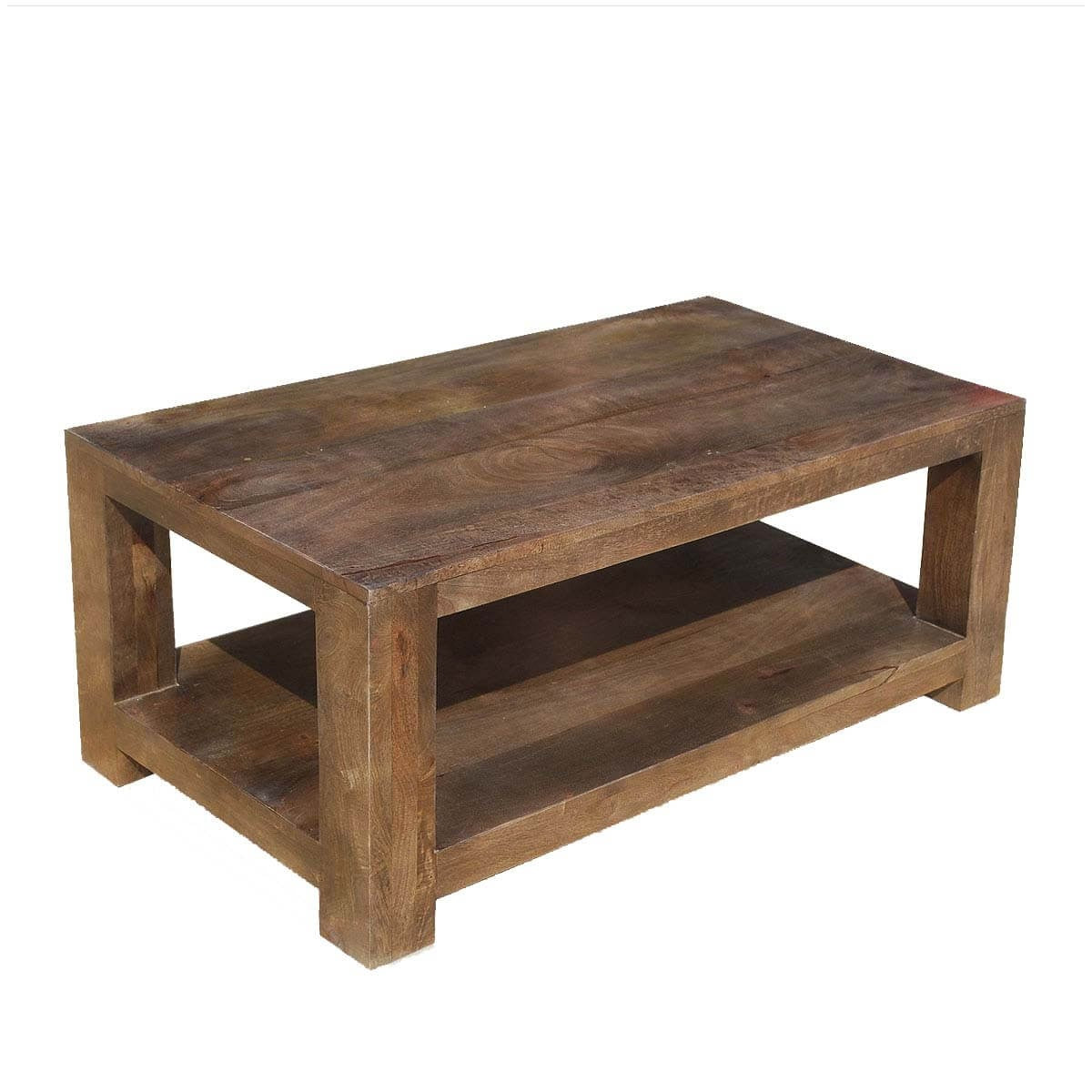 Boston Contemporary Mango Wood 2 Tier Coffee Table