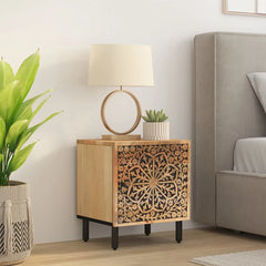 Kraft Bazaar Indian  Wood Hand Carved Bedside Table 54