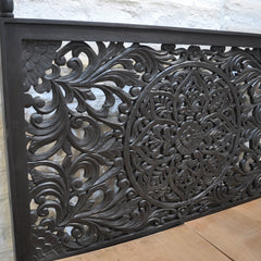 Dynasty 4 Post Poster Hand Carved Panel Bed KING - Matt Black