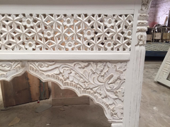 Mehrab Indian Carved Console Table Whitewash Finish 120cm