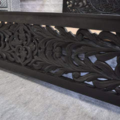 Dynasty 4 Post Poster Hand Carved Panel Bed KING - Matt Black