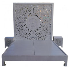 Dynasty Carved Panel Bed - King Size 185 cm high x 203 cm