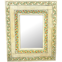 Bone Inlay Mughal Hand Painted Indian Mirror Frame 46 x 56 cm