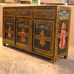 Mughal Hand Painted Wooden Sideboard