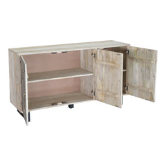 Angle Industrial Metal Leg & Wood Carved Sideboard