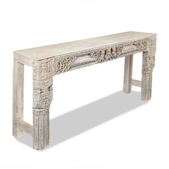 Antique Indian Hand Carved Solid Wood Console Table 05