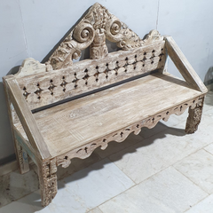 Antique Indian Hand Carved Mehrab Solid Wooden 3 Seater Daybed 155x50x125