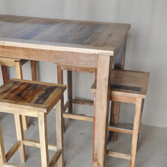 Corso Reclaimed & Mango Wood Bar Setting Set with Table and Stools Natural