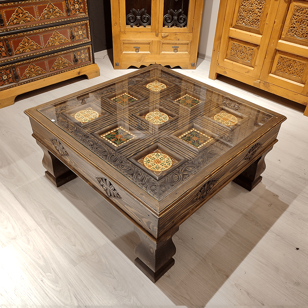 Mughal Hand Painted Solid Wood Coffee Table C31