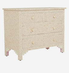 Maaya Bone Inlay Chest of Drawer sideboard White