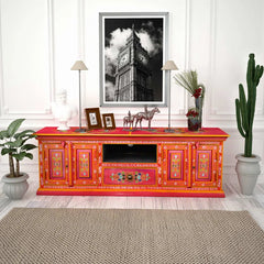 Indian Hand Painted Solid Wood TV Unit Stand B25