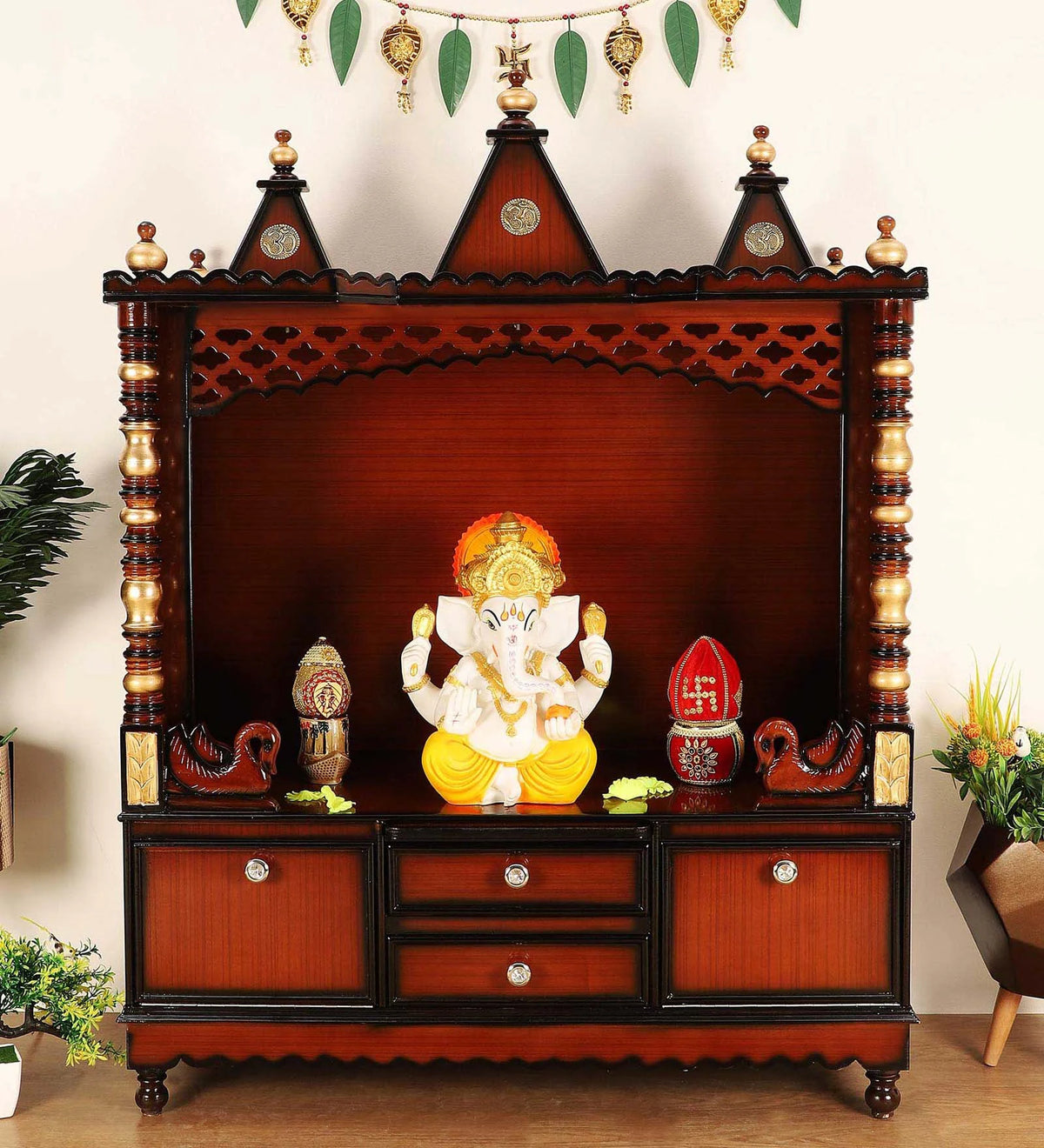 Sheesham Wood Handmade Mandir Home Temple In Brown