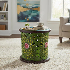 Indian Hand Painted Carved Solid Wood Coffee Table C145