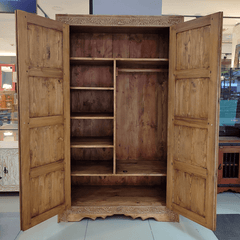Indian Hand Carved Solid Wooden Cupboard Wardrobe D47