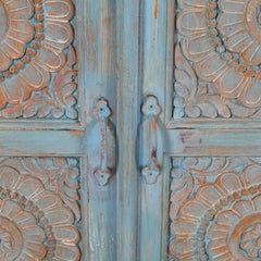 Indian Handmade Solid Wood Carved Doors Sideboard