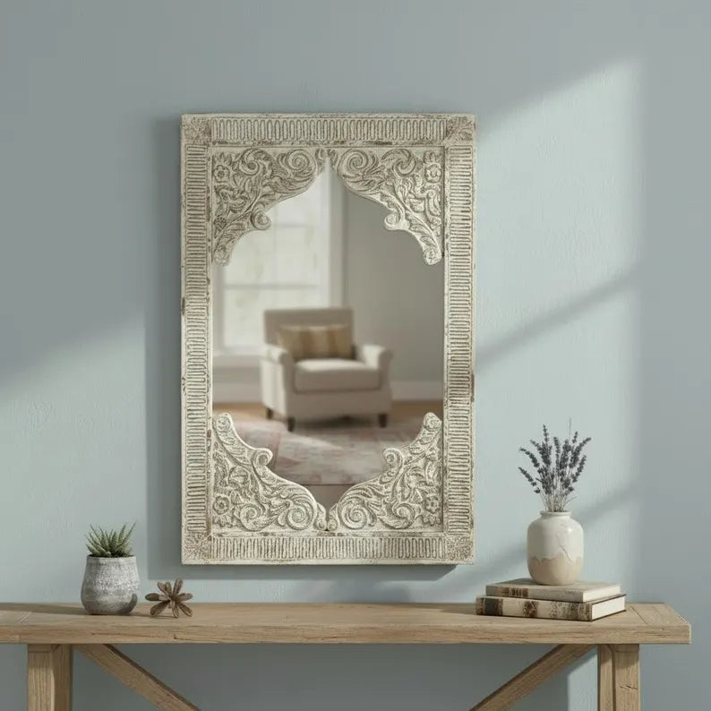 Antique Hand Carved Solid Wood Mirror Frame 101