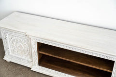 The Gileteen Solid Wood TV Unit for Living Room in All White