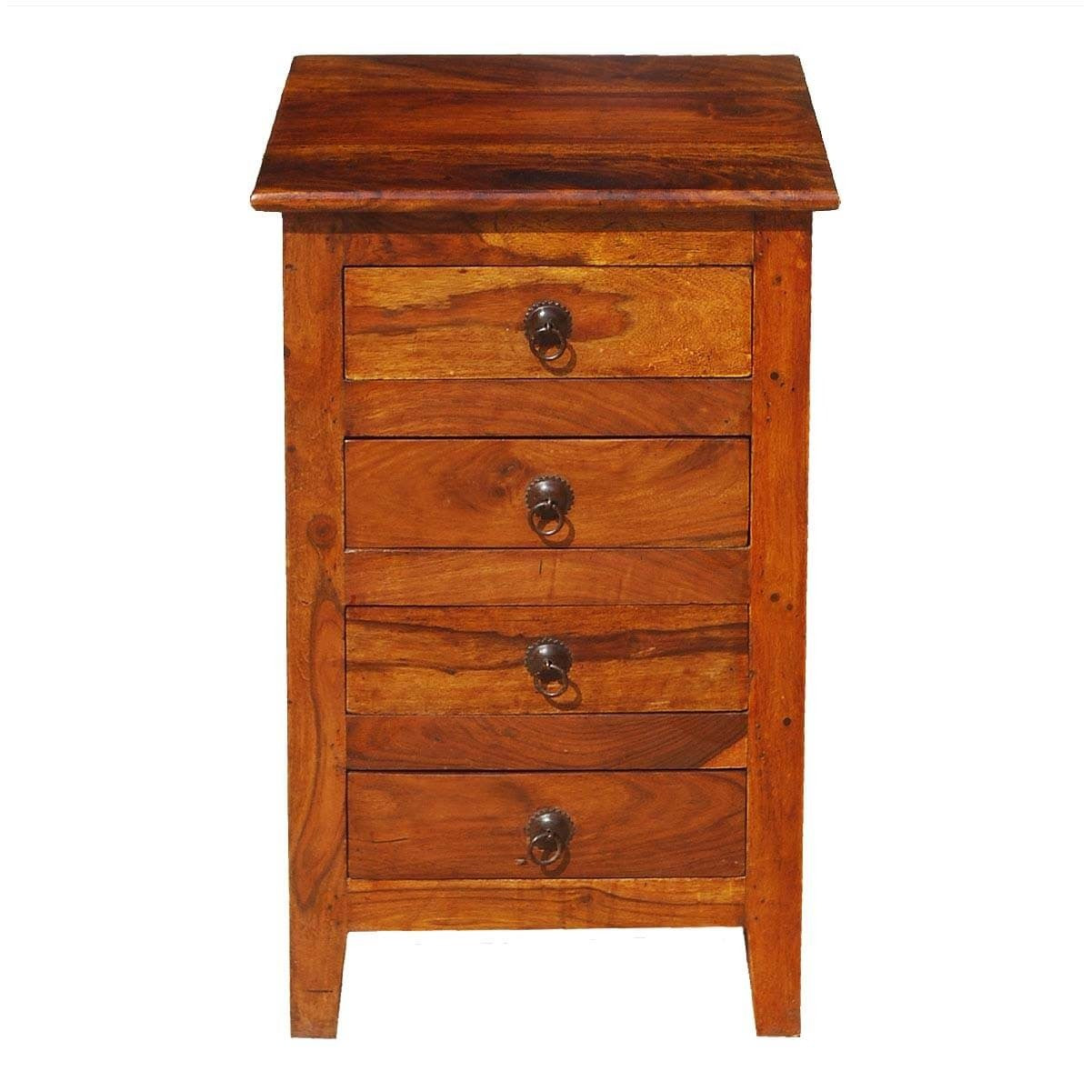 Indian Style Farmhouse Rosewood Mini Chest Of Drawers End Table Honey