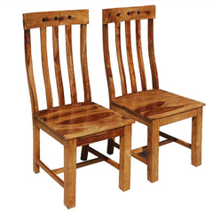 Oklahoma Farmhouse Solid Wood School Back Chairs Set of 2